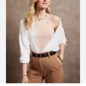 J. Crew Button down White Collared Shirt w Single Chest Pocket